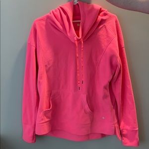 Fleece hoodie, lightly worn. Bright pink